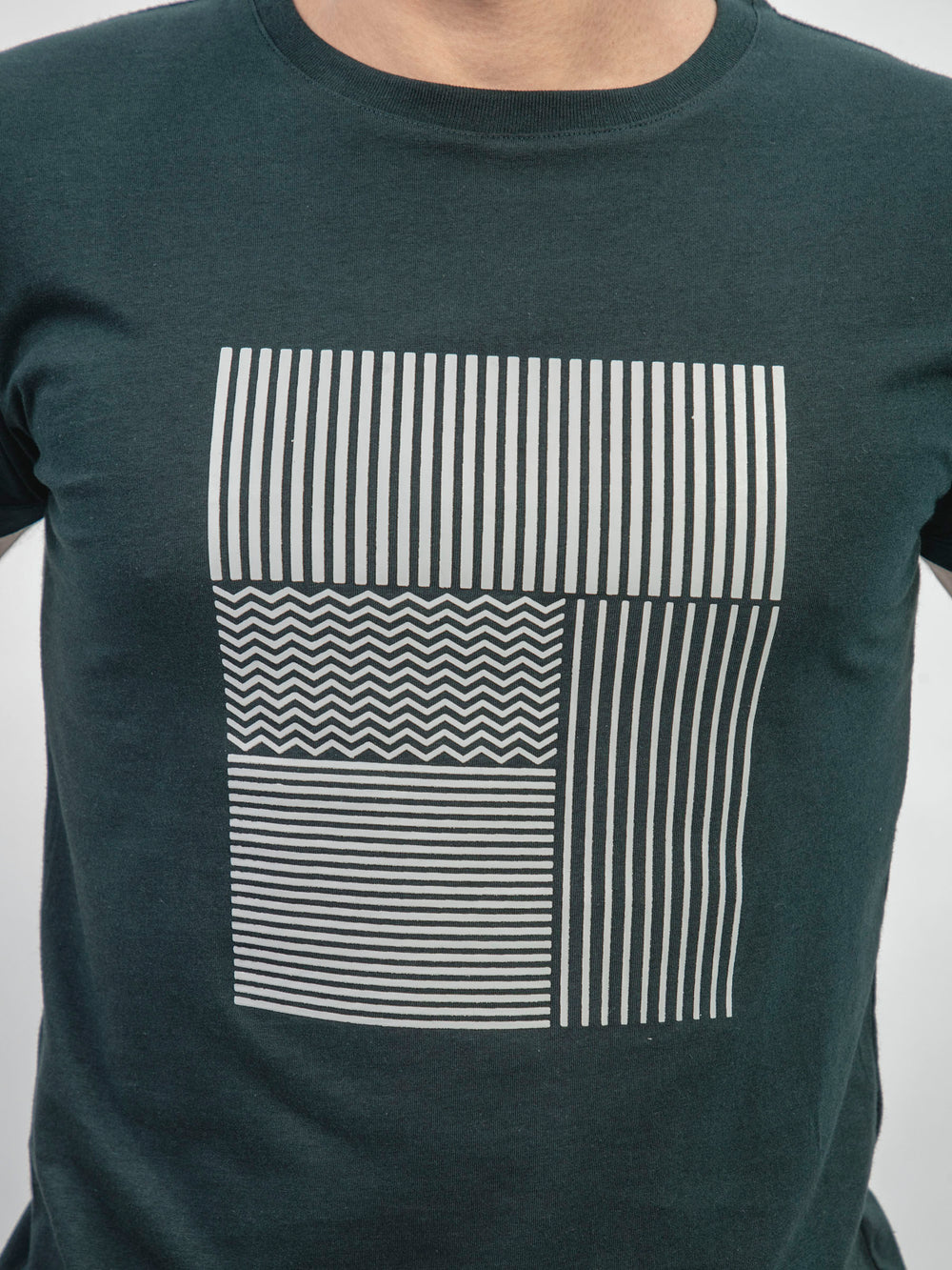 Dark Green Abstract 3d Printed Crew Neck T-Shirt