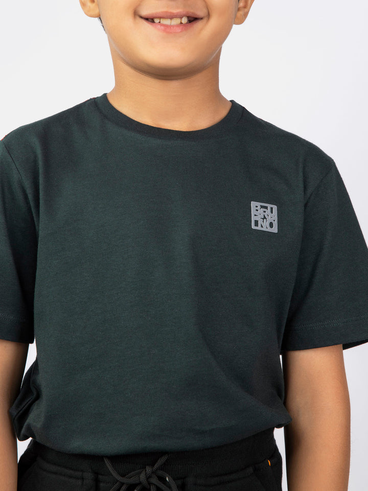 Dark Green Basic Crew Neck Casual T-Shirt Brumano Pakistan