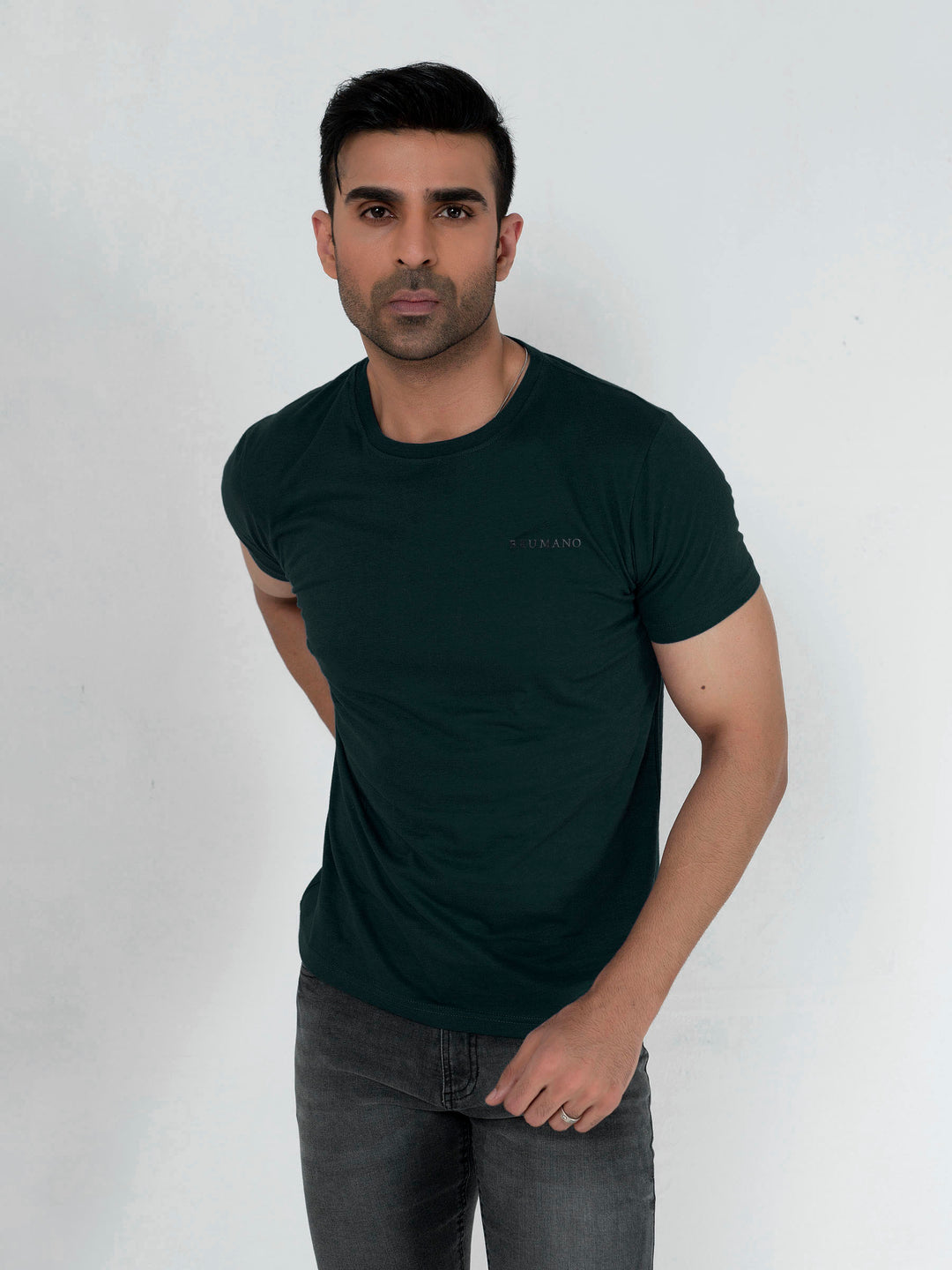Dark Green Basic Crew Neck T-Shirt Brumano Pakistan