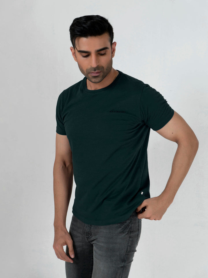 Dark Green Basic Crew Neck T-Shirt Brumano Pakistan