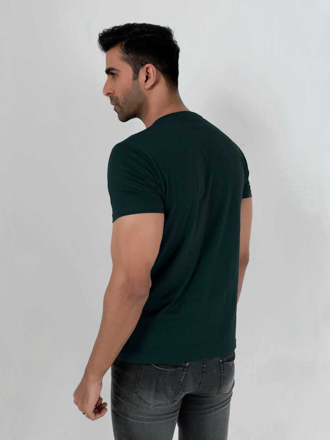 Dark Green Basic Crew Neck T-Shirt Brumano Pakistan