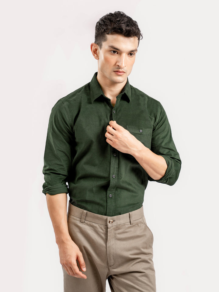 Dark Green Corduroy Shirt