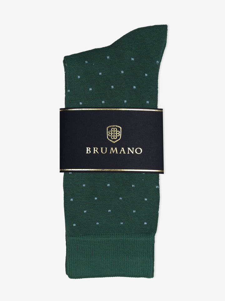 Dark Green Cotton Socks With Heather Dots