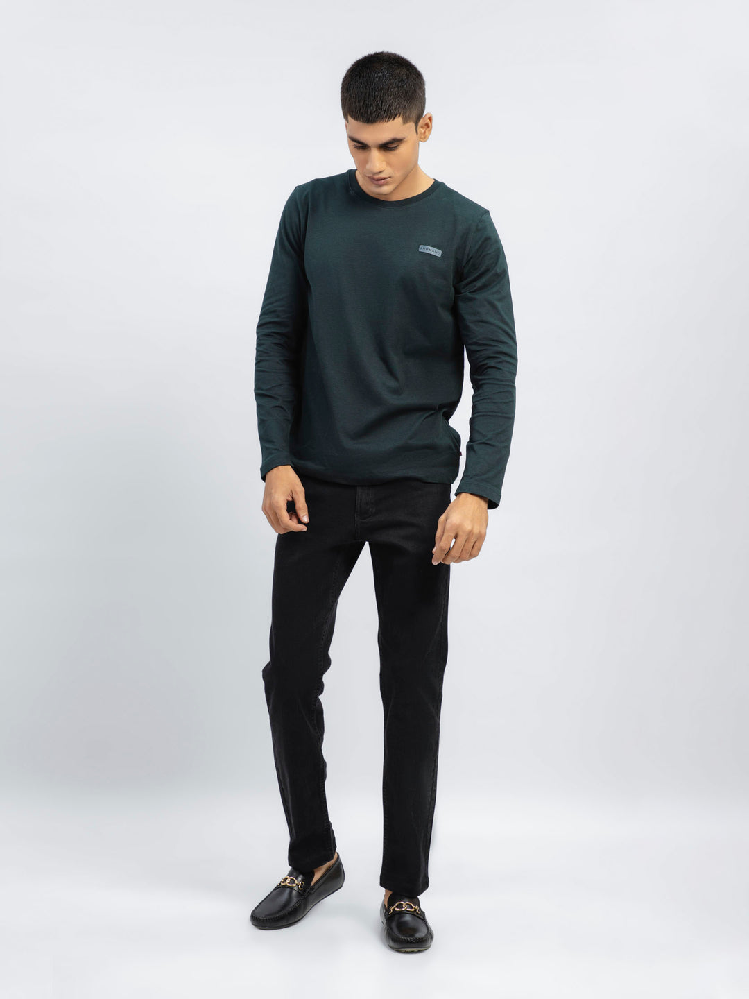 Dark Green Long Sleeve Crew Neck T-Shirt Brumano Pakistan