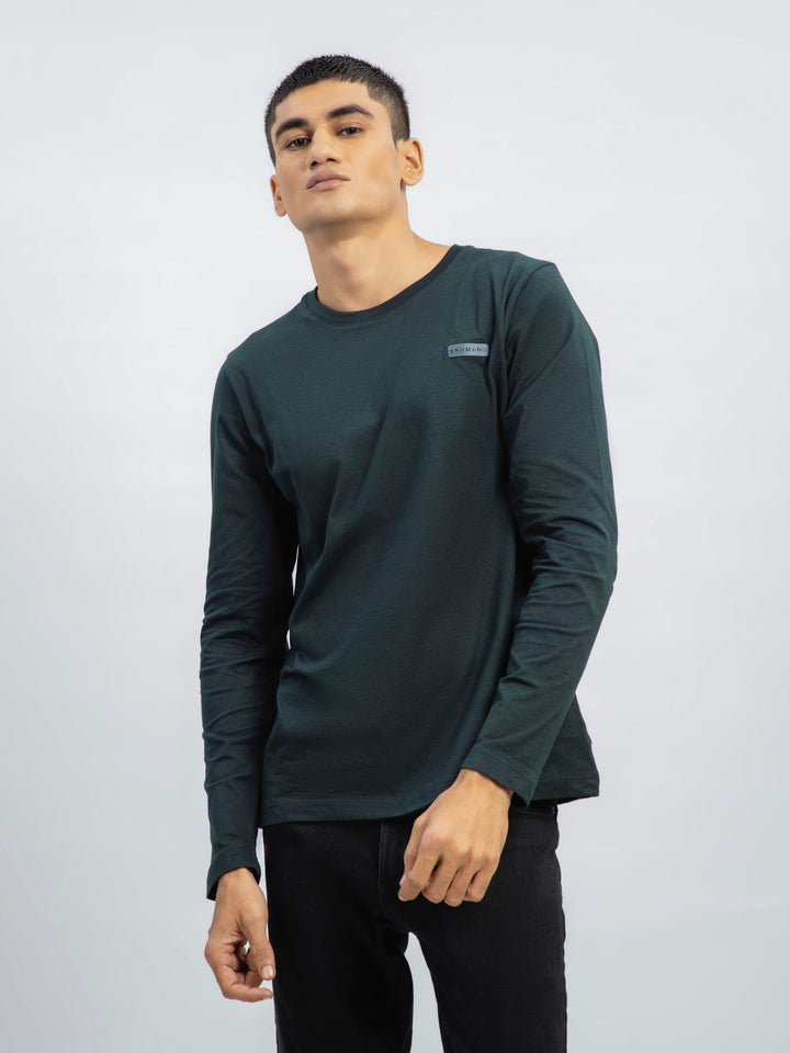 Dark Green Long Sleeve Crew Neck T-Shirt Brumano Pakistan
