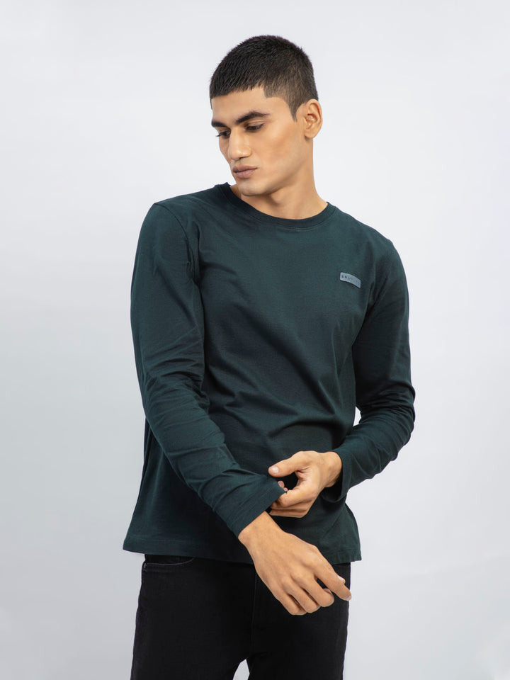 Dark Green Long Sleeve Crew Neck T-Shirt Brumano Pakistan