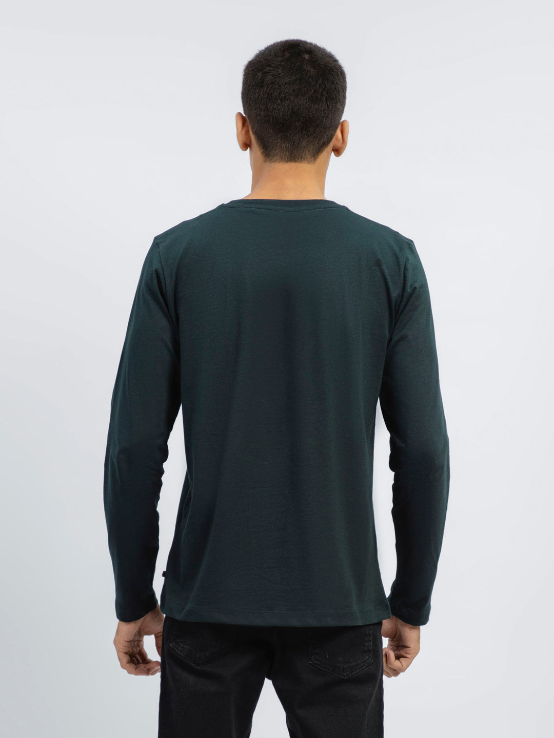 Dark Green Long Sleeve Crew Neck T-Shirt Brumano Pakistan