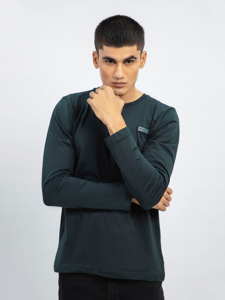 Dark Green Long Sleeve Crew Neck T-Shirt Brumano Pakistan