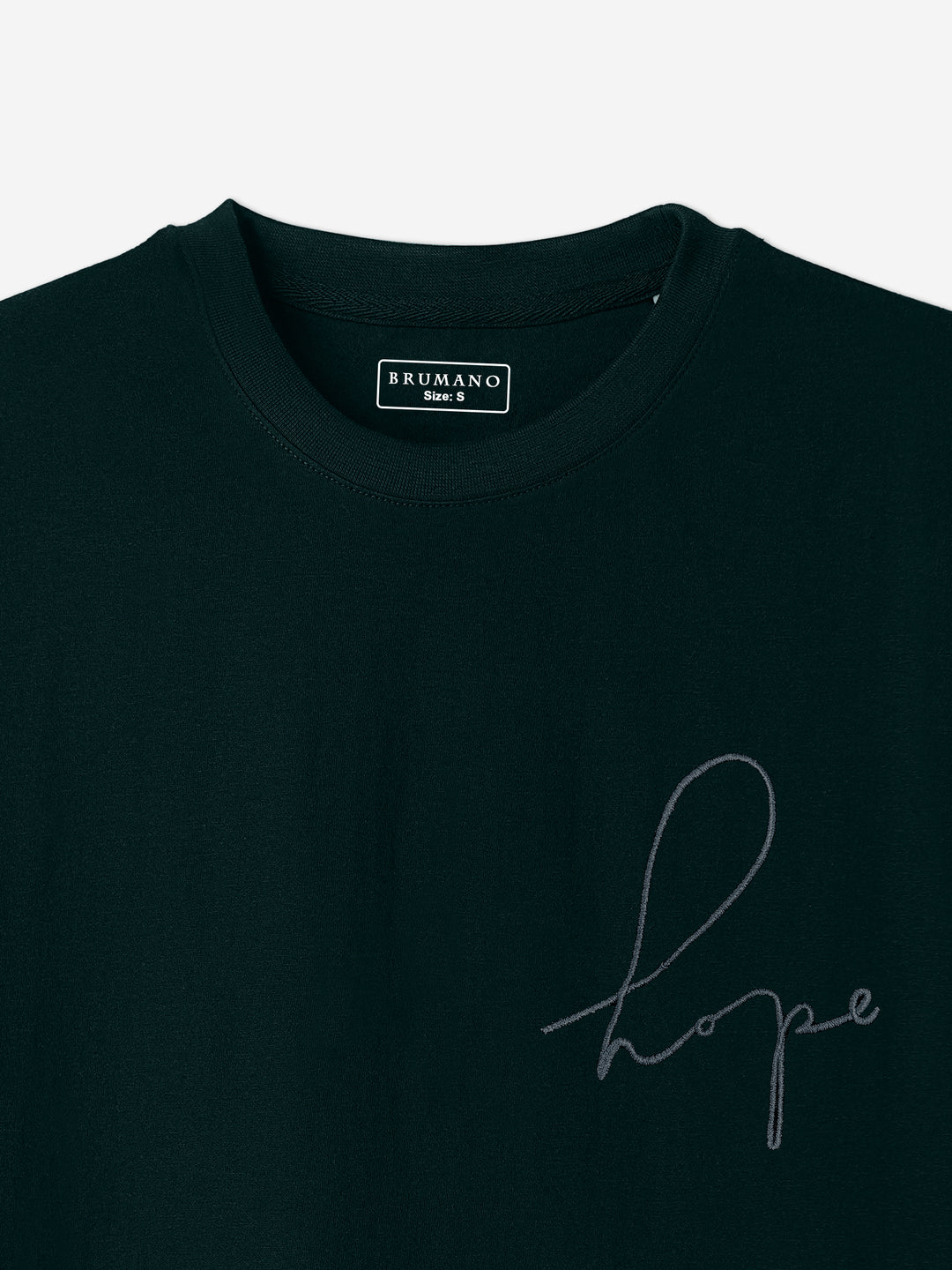 Dark Green Oversized T-Shirt With Minimalist 'Hope' Embroidery