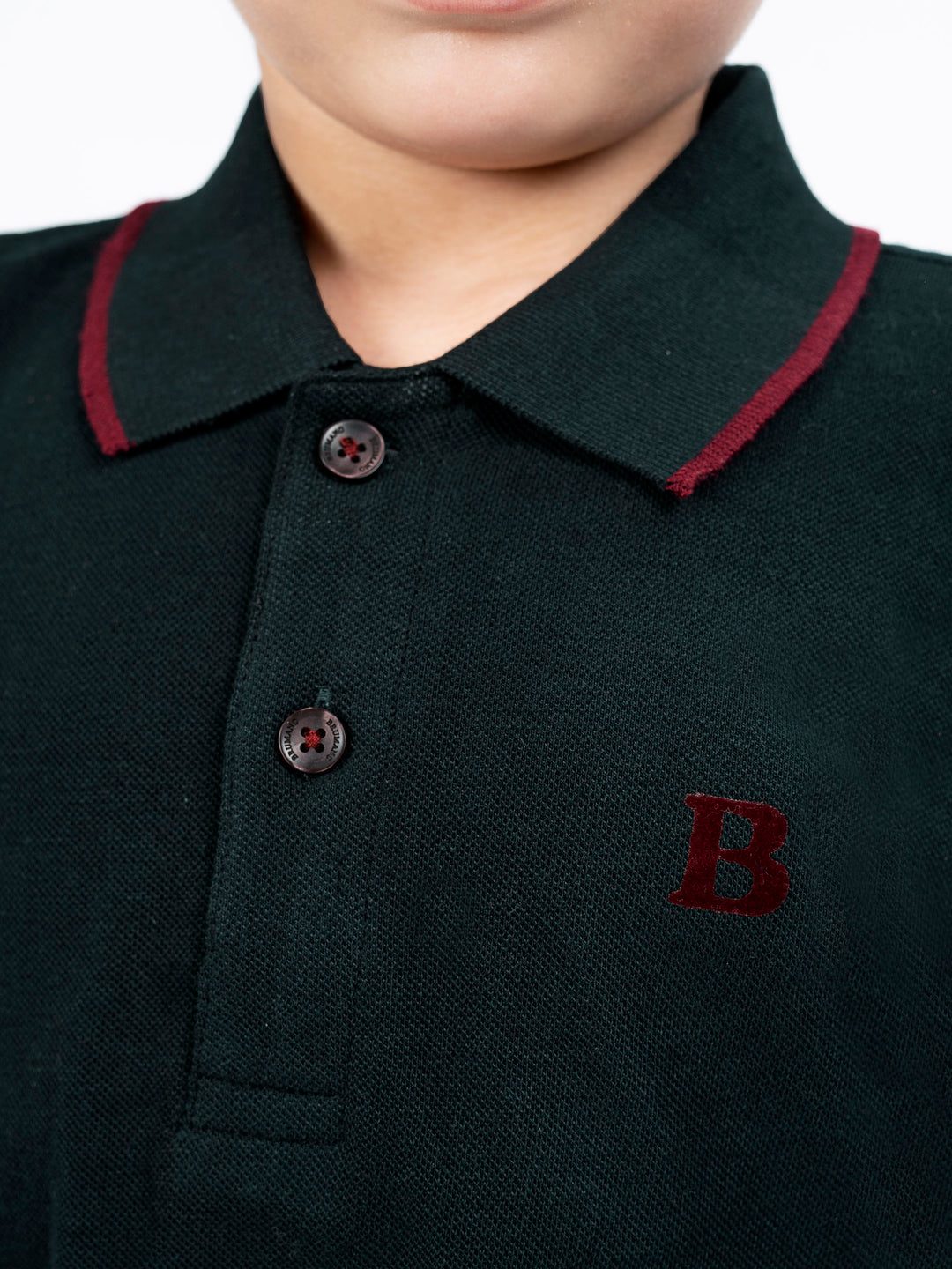 Dark Green Polo With Tipping Collar