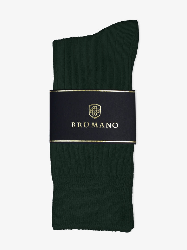 Dark Green Ribbed Cotton Socks