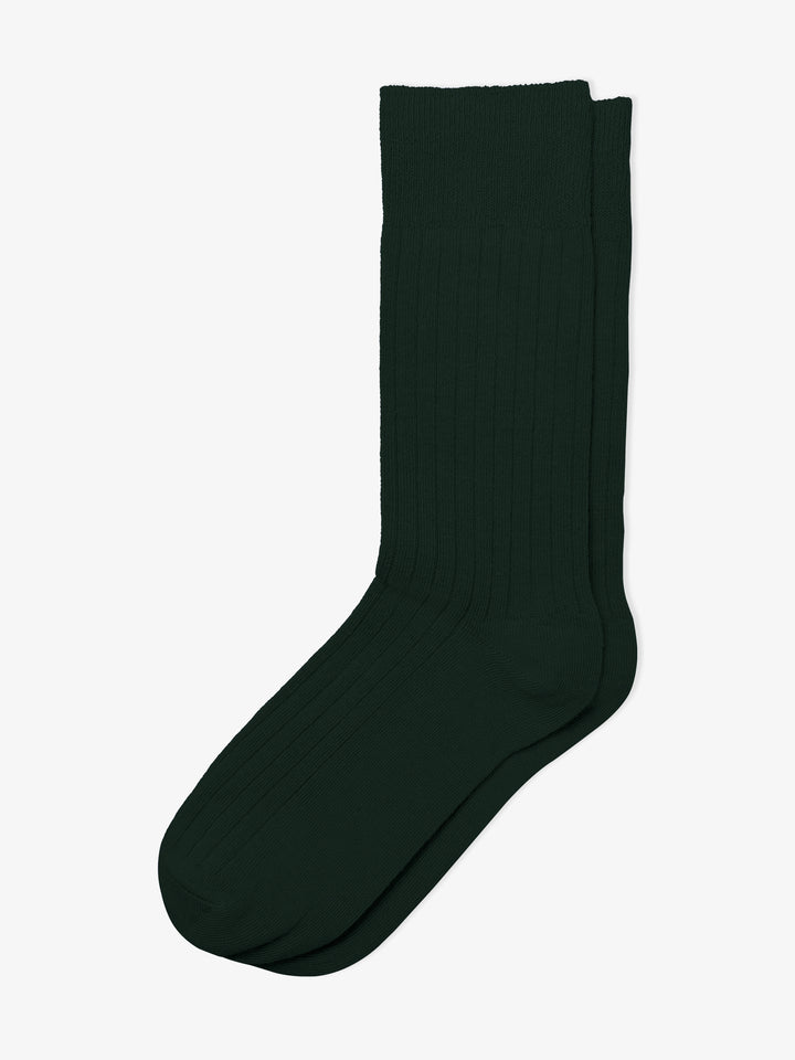 Dark green ribbed socks side view — Brumano Pakistan