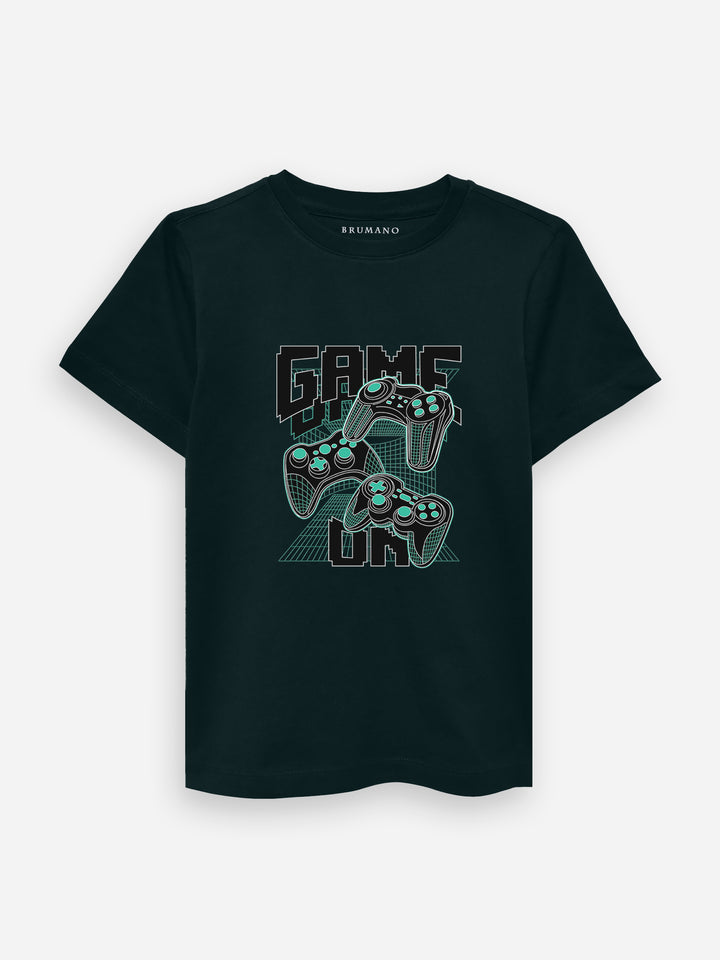 Dark Green 'Game On' Prinetd T-Shirt