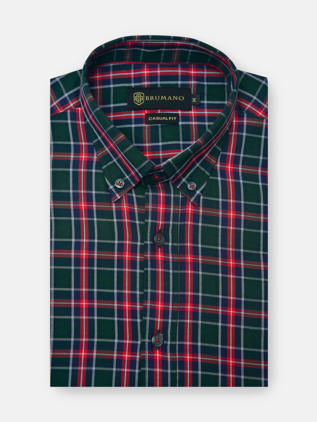Dark Green & Red Flannel Checkered Shirt Brumano Pakistan