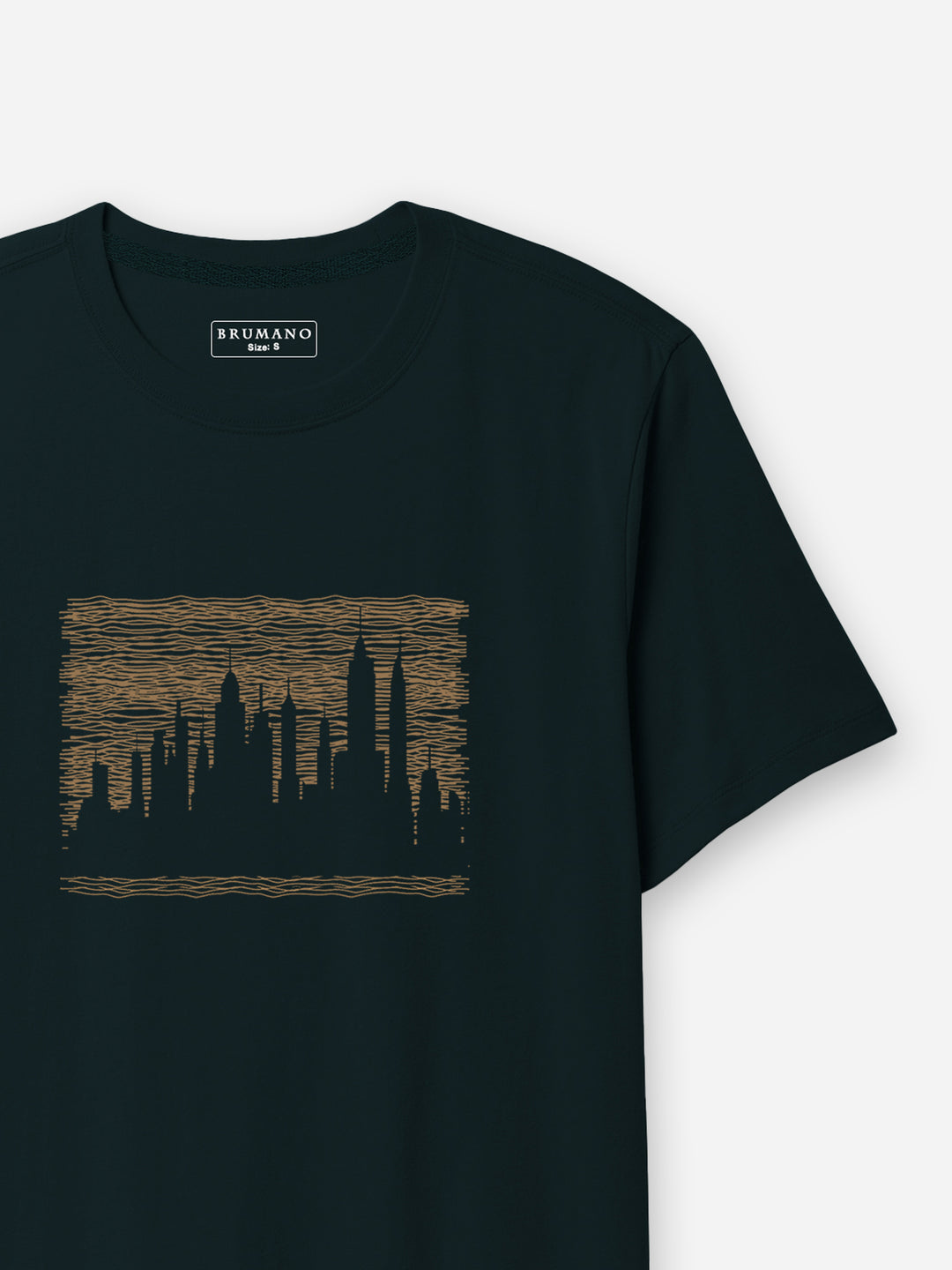 Dark Green 'Skyline' Graphics Printed T-Shirt