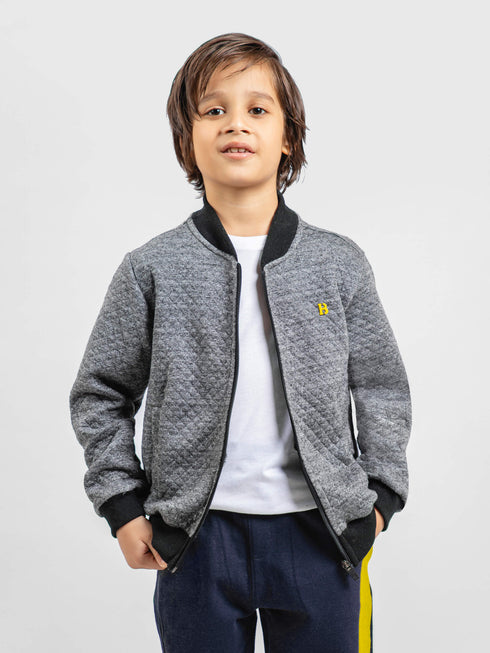 Dark Grey Casual Quilted Baseball Jacket - Unisex Brumano Pakistan