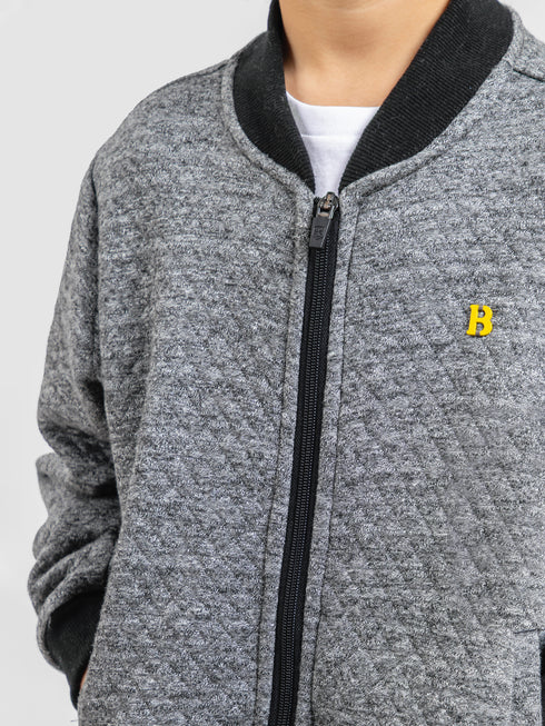 Dark Grey Casual Quilted Baseball Jacket - Unisex Brumano Pakisttan