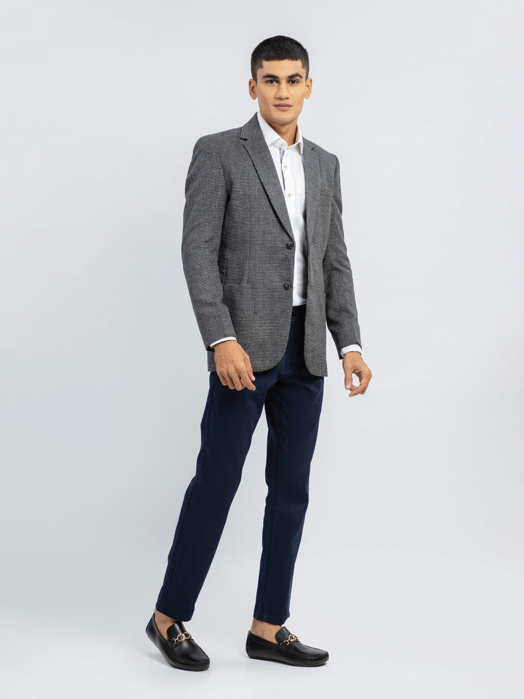 Dark Grey Checkered Wool Blazer Brumano Pakistan