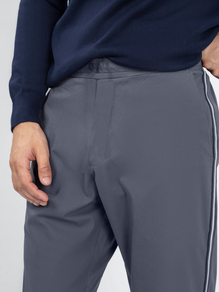 Dark Grey Cotton Pajama With Contrasting Detailing