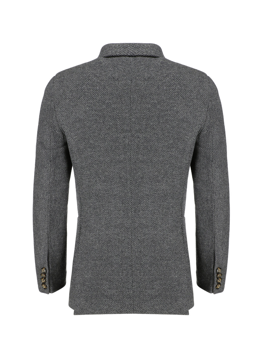 Dark Grey Dobby Structured Wool & Cashmere Blazer - Sartoria