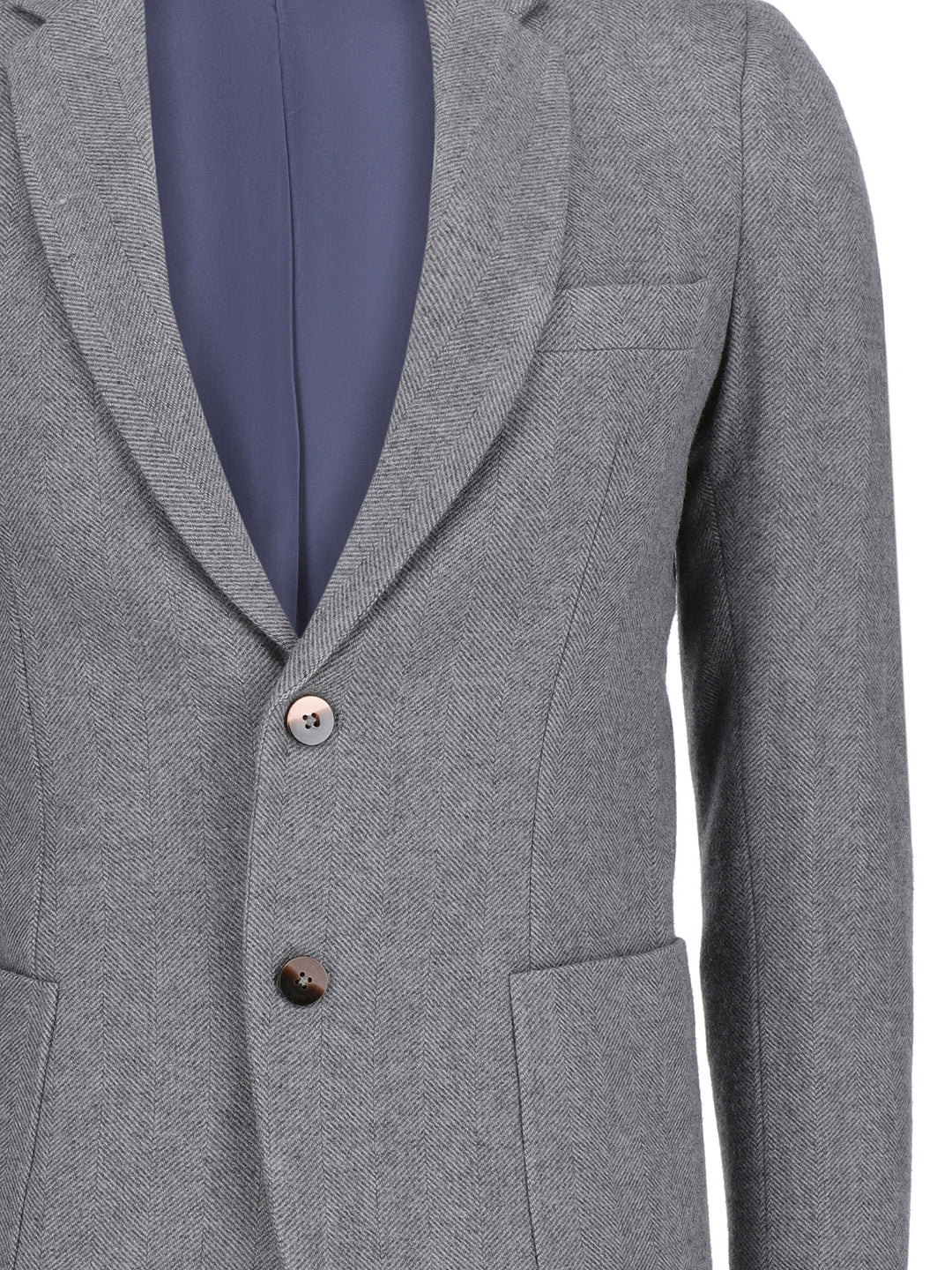 Dark Grey Herringone Wool & Cashmere Blazer - Sartoria