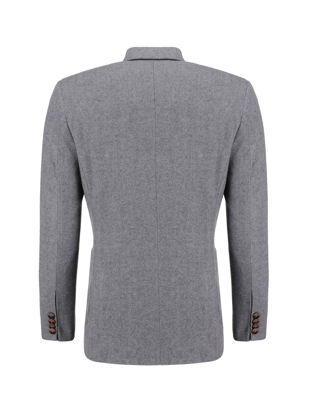 Dark Grey Herringone Wool & Cashmere Blazer - Sartoria