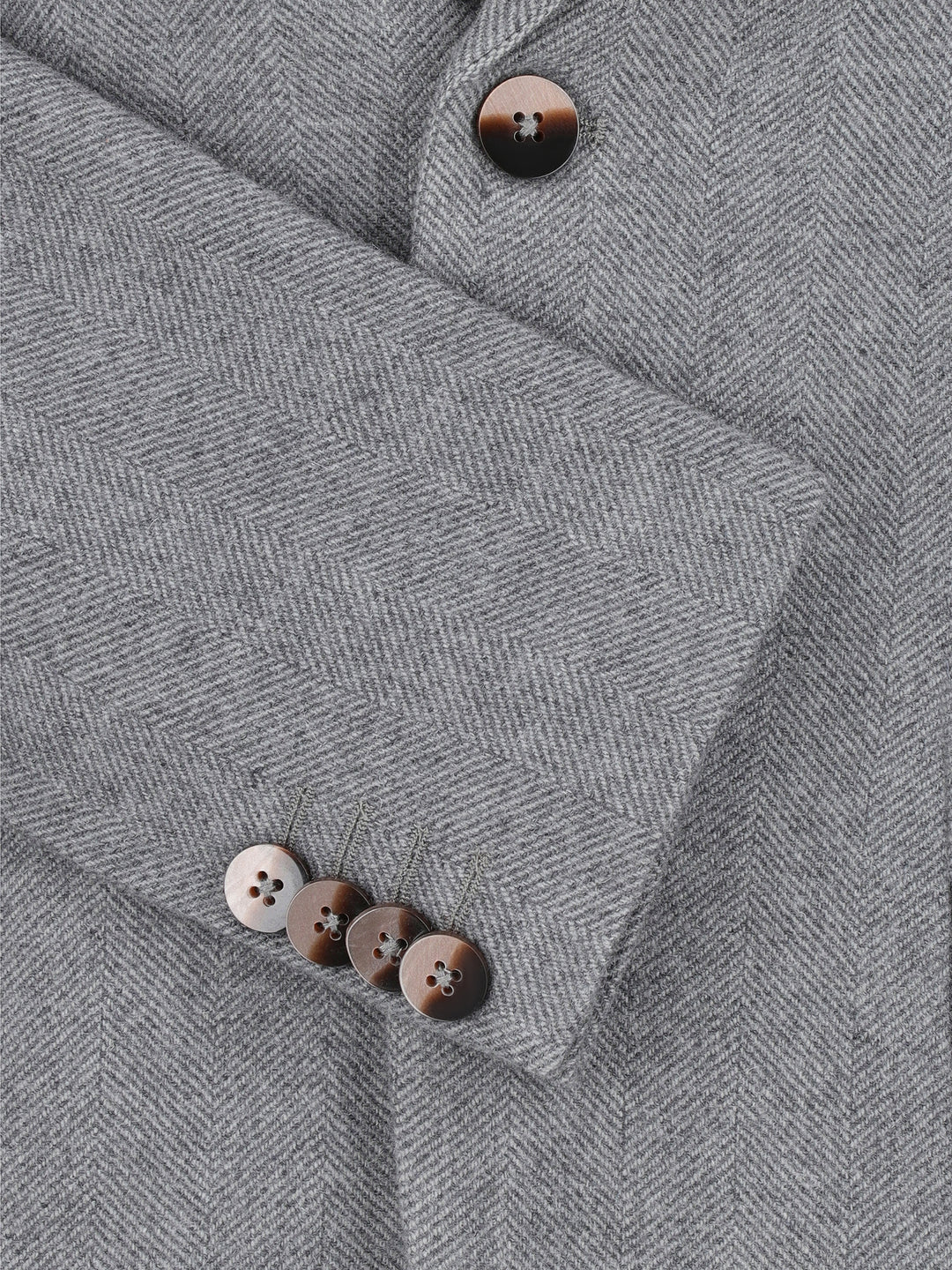 Dark Grey Herringone Wool & Cashmere Blazer - Sartoria