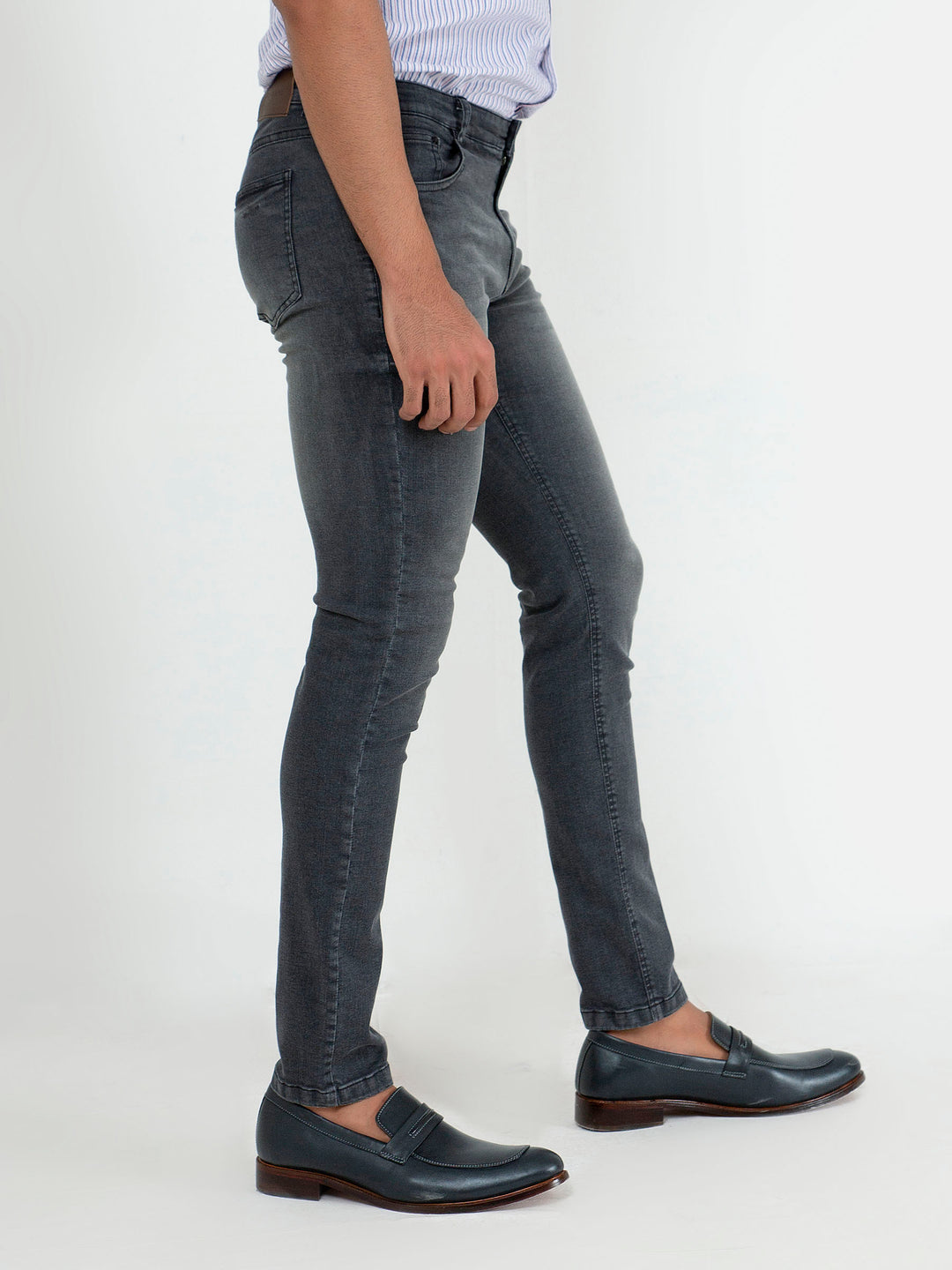 Dark Grey Washed Slim Fit Jeans With Stretch Brumano Pakistan