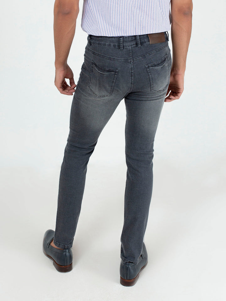 Dark Grey Washed Slim Fit Jeans With Stretch Brumano Pakistan