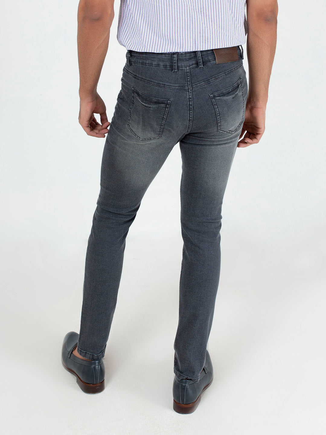 Dark Grey Washed Slim Fit Jeans With Stretch Brumano Pakistan