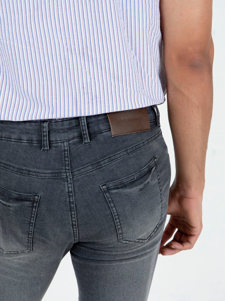 Dark Grey Washed Slim Fit Jeans With Stretch Brumano Pakistan