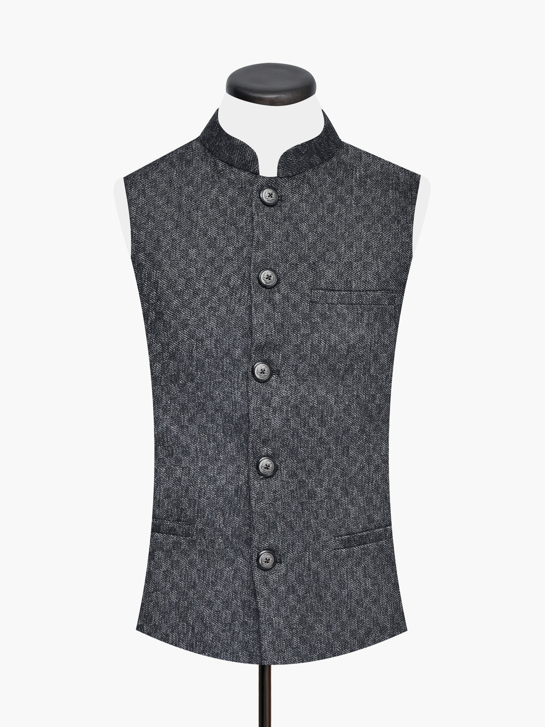 Dark Grey Wool Checkered Waistcoat