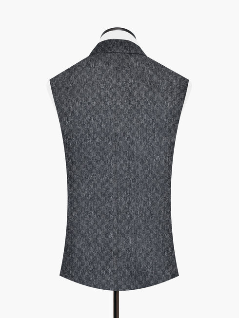 Dark Grey Wool Checkered Waistcoat