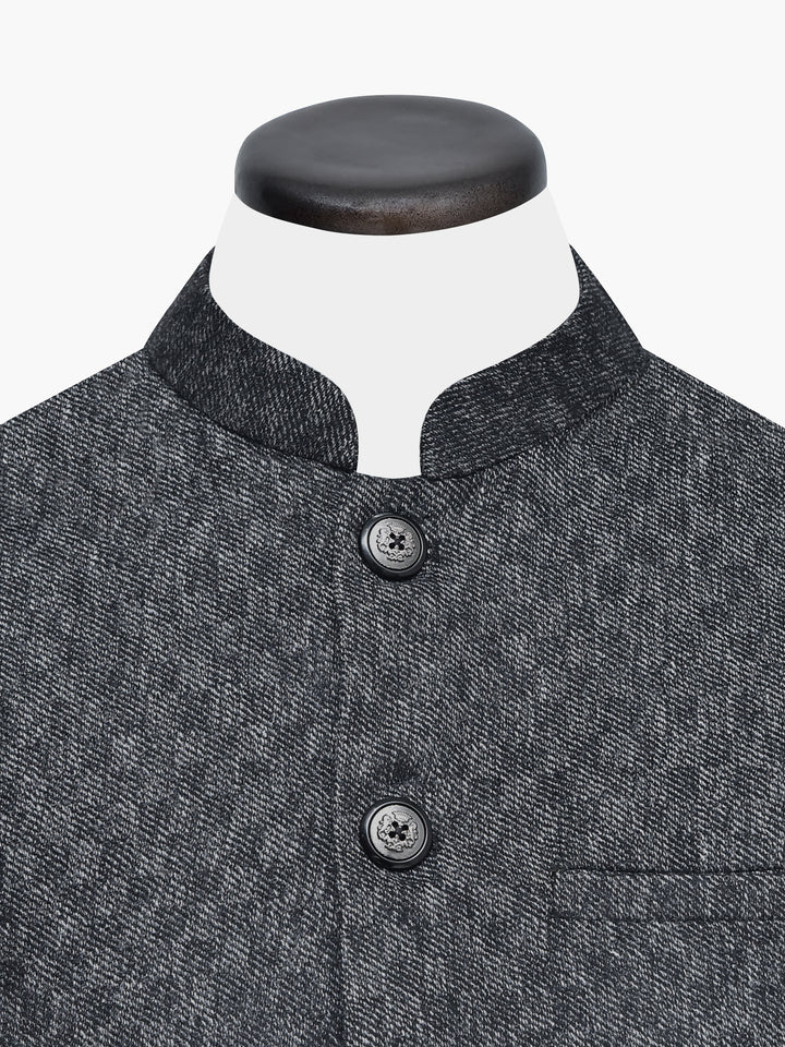 Dark Grey Wool Checkered Waistcoat