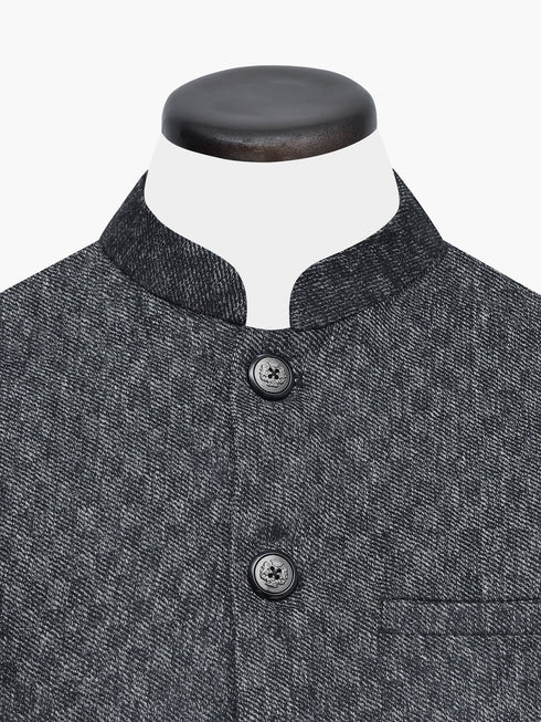 Dark Grey Wool Checkered Waistcoat