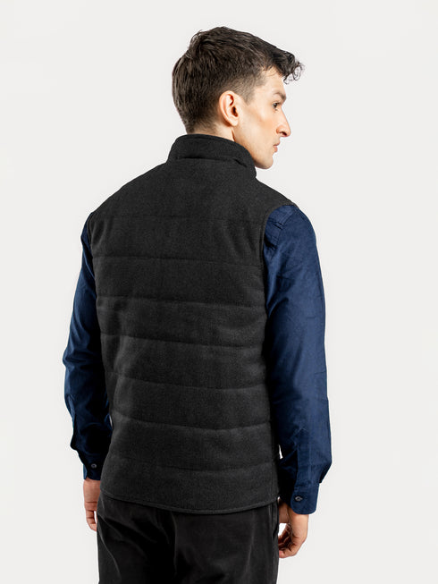 Dark Grey Wool Sleeveless Zipper Jacket