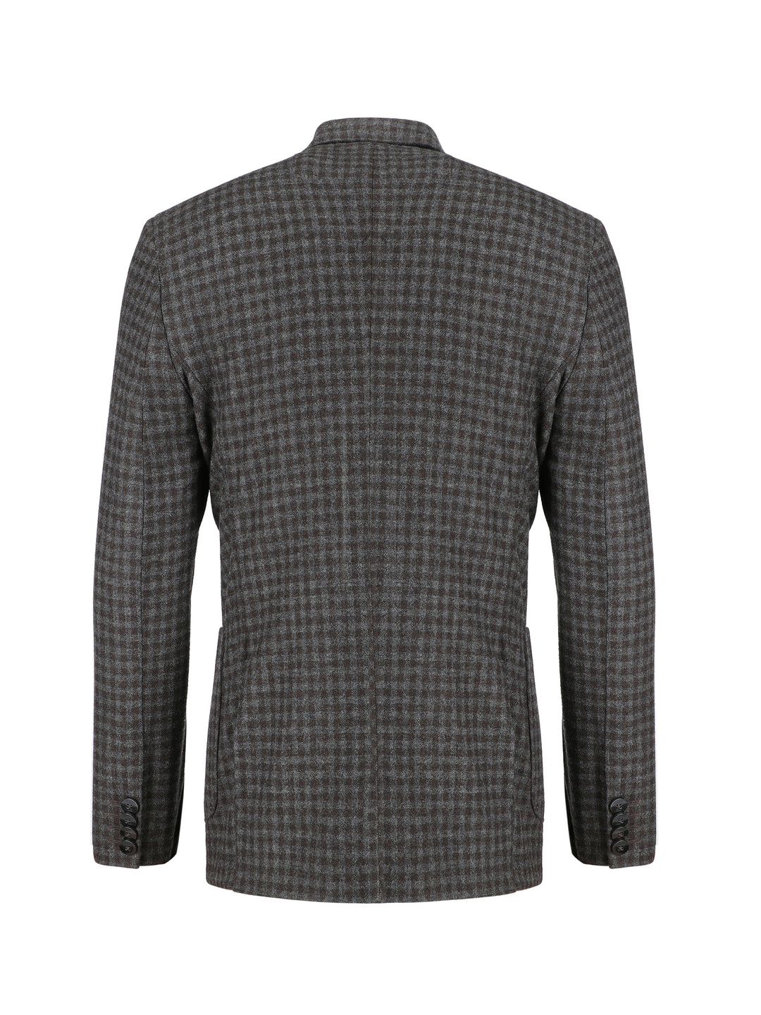 Dark Grey & Brown Gingham Wool & Cashmere Blazer - Sartoria