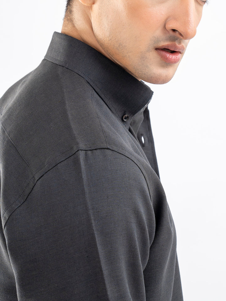 Dark Charcoal 100% Linen Shirt