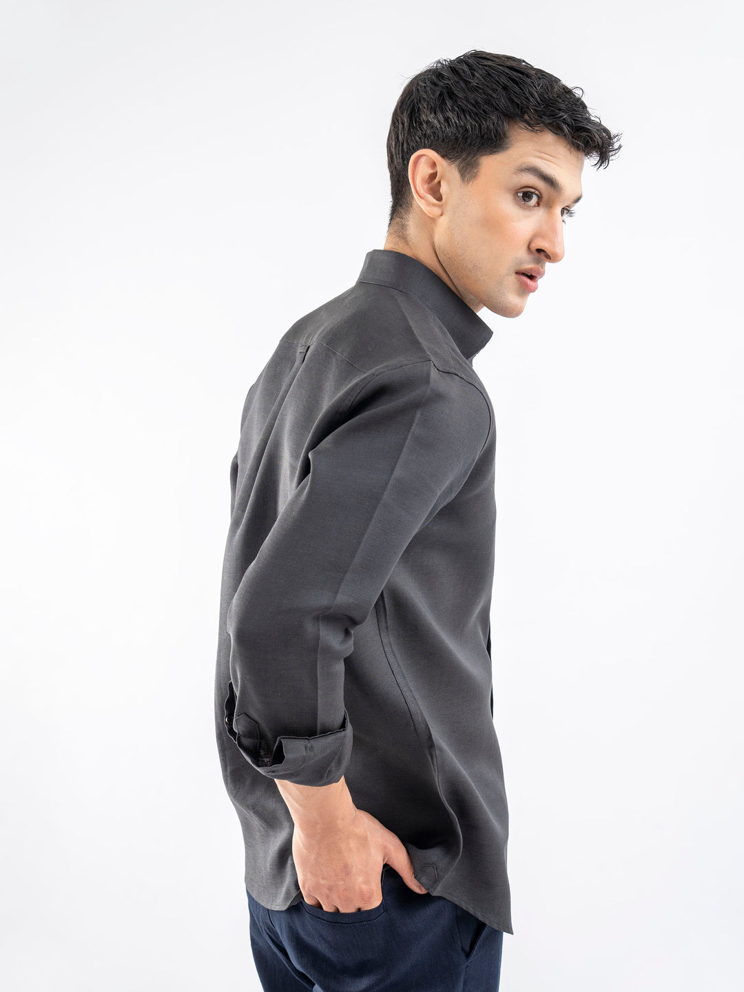 Dark Charcoal 100% Linen Shirt