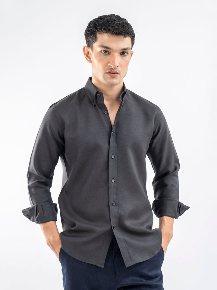 Dark Charcoal 100% Linen Shirt