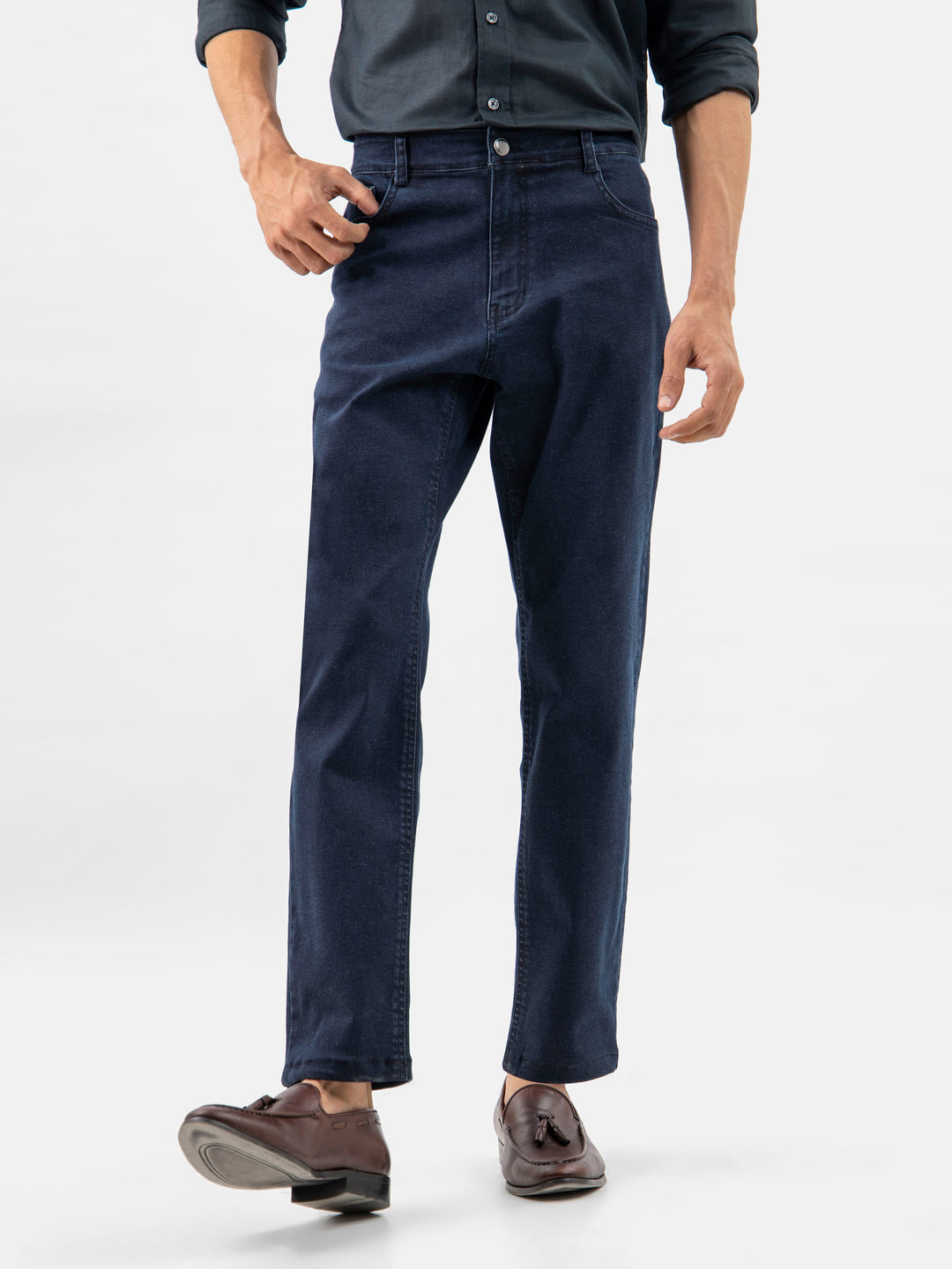 Dark Washed Navy Blue Casual Fit Jeans Brumano Pakistan