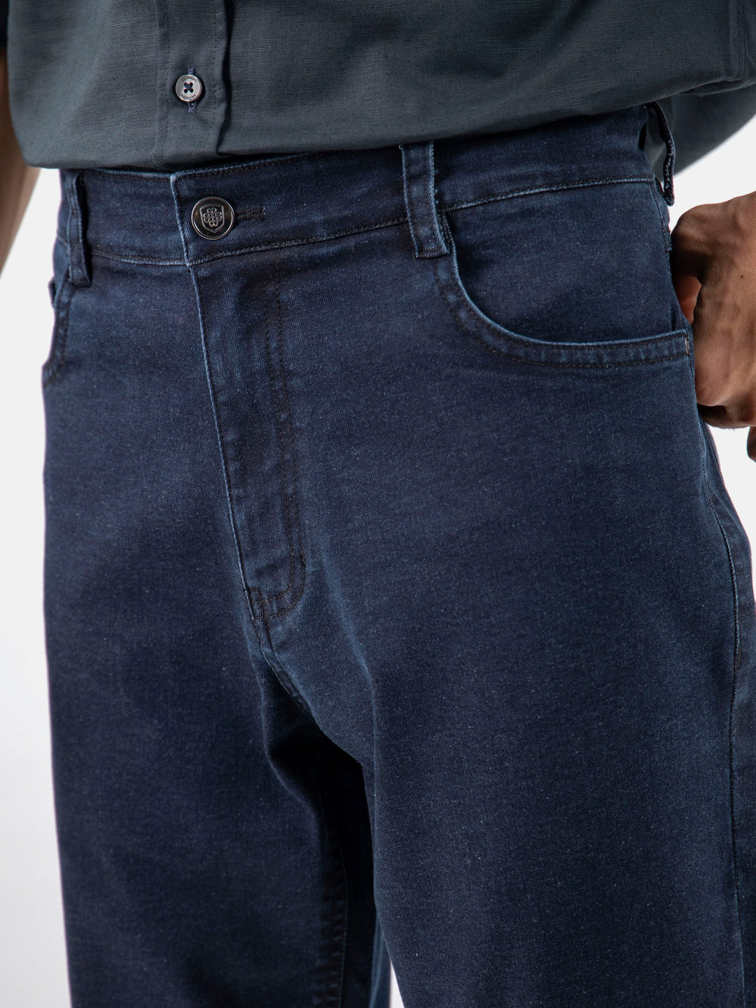 Dark Washed Navy Blue Casual Fit Jeans Brumano Pakistan