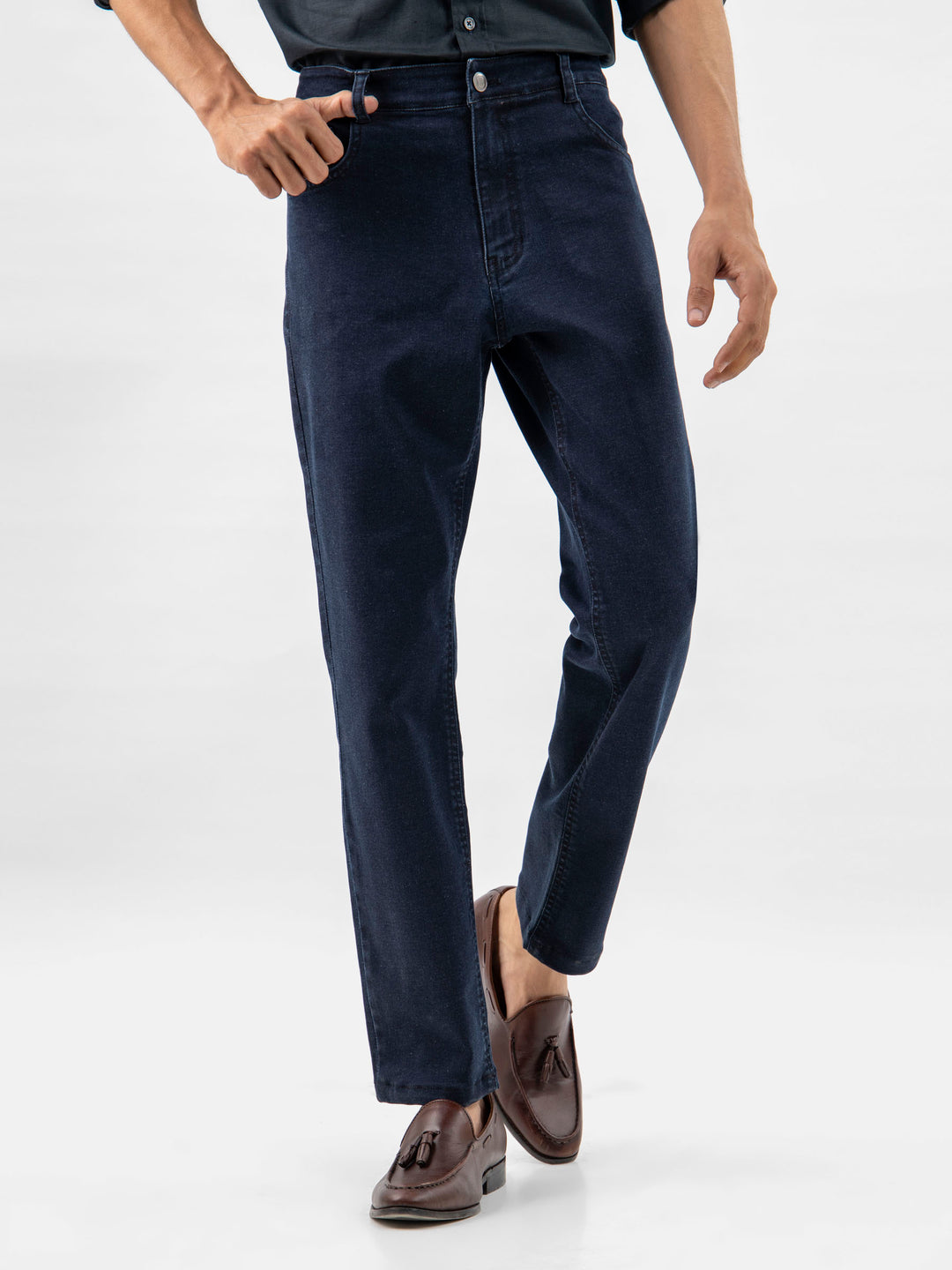 Dark washed navy blue casual fit jeans brumano pakistan