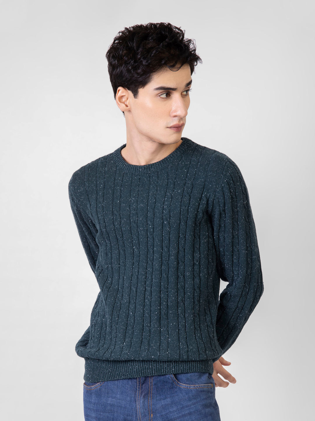 Emeraldgreenneppycableknittedcrewneckjumperbrumanopakistan1