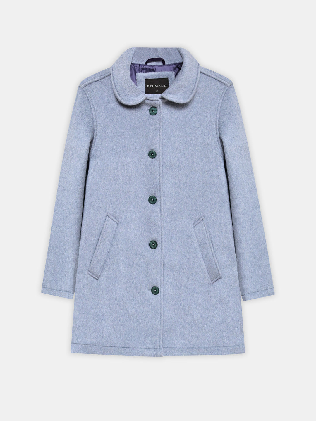 Frost Blue Wool Blended Long Coat - Women