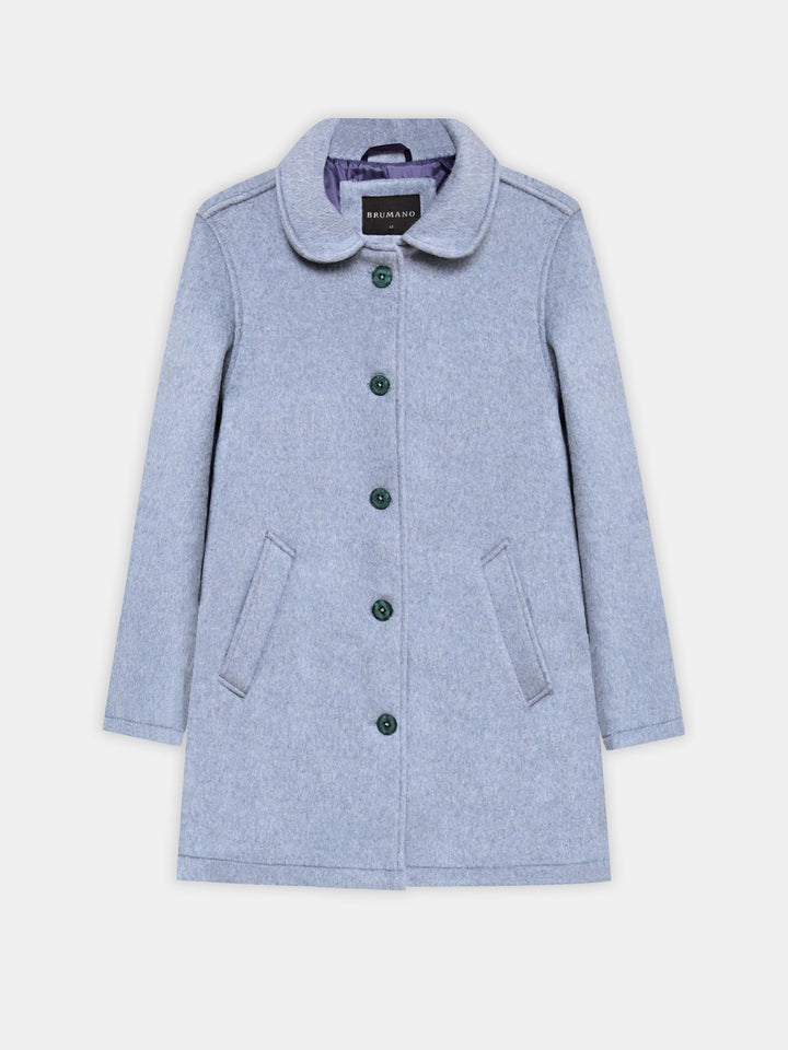Frost Blue Wool Blended Long Coat - Women