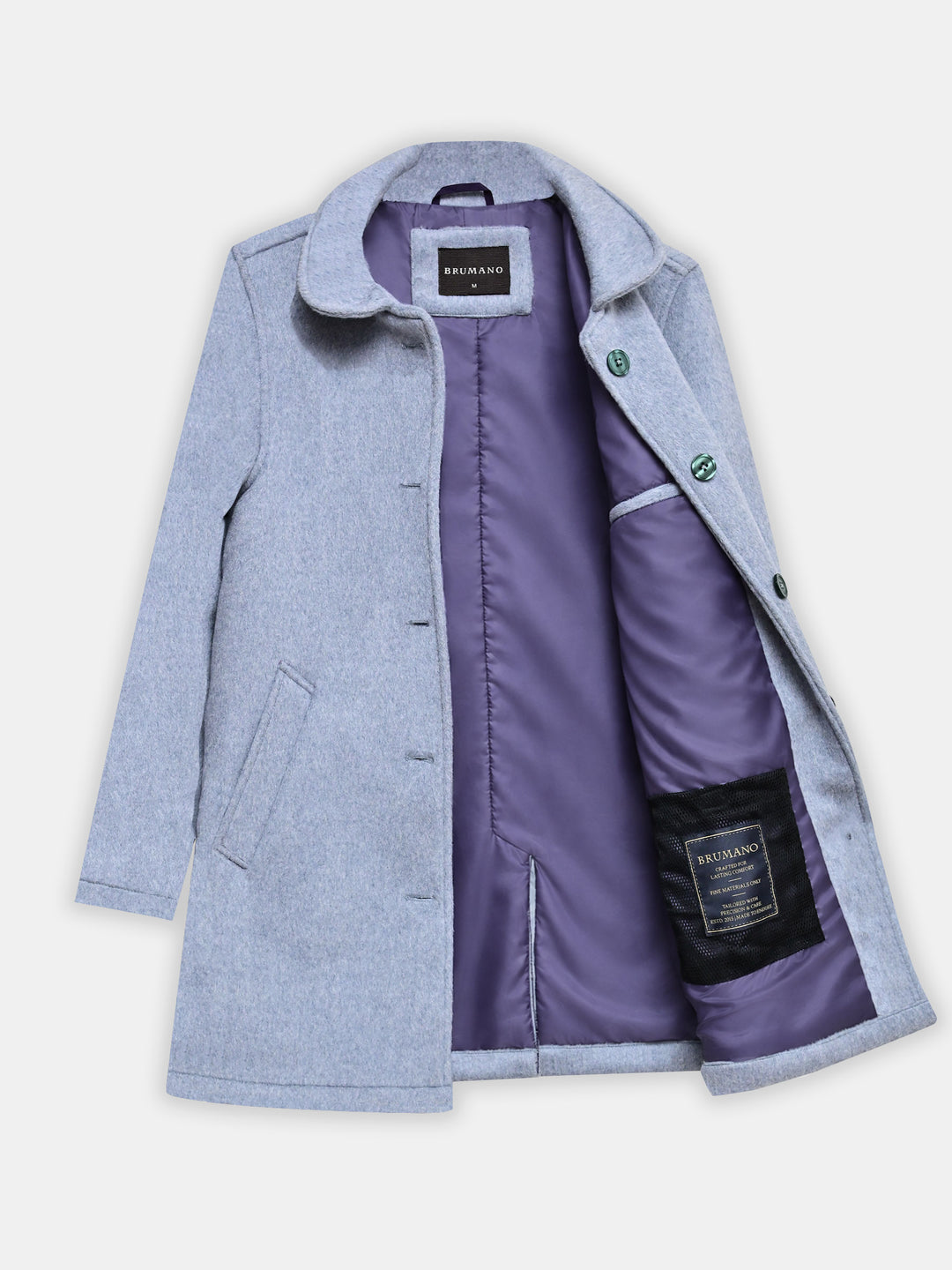 Frost Blue Wool Blended Long Coat - Women