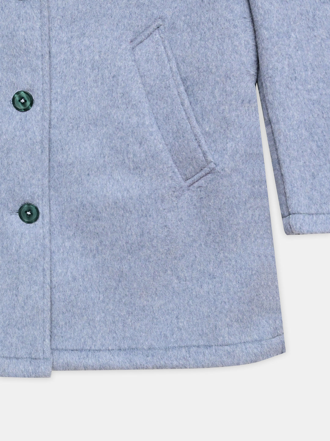Frost Blue Wool Blended Long Coat - Women
