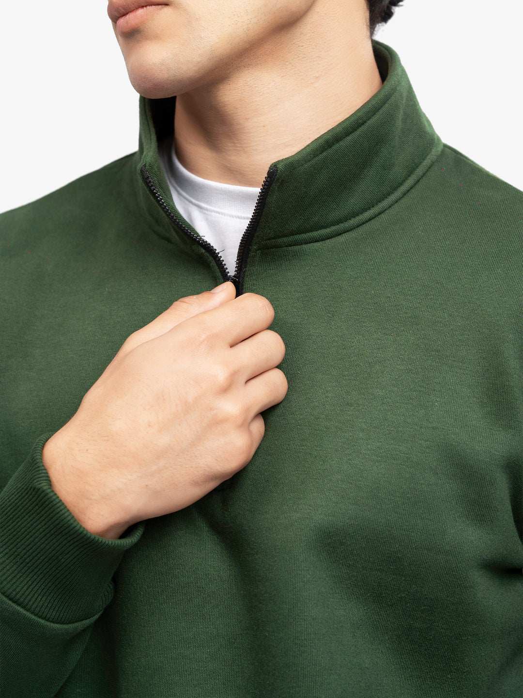Green Quarter Zip Pullover Detail