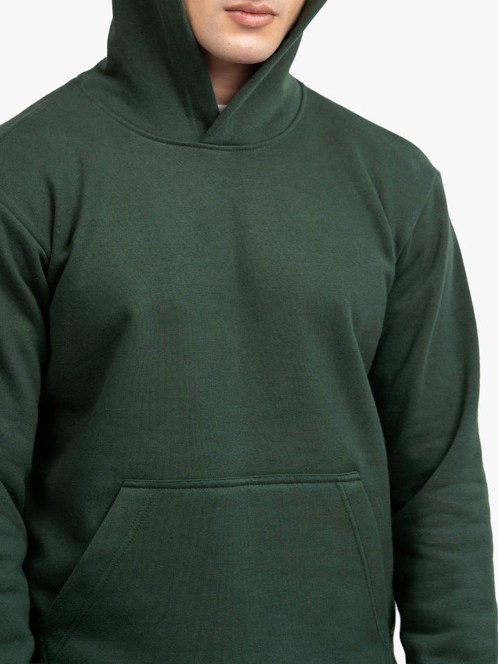 Green cotton polyester blend hoodie texture detail